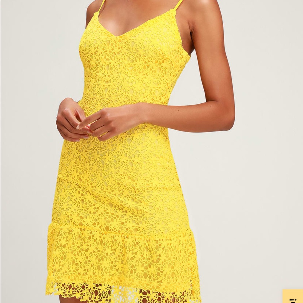 Lulus Yellow Lace Dress